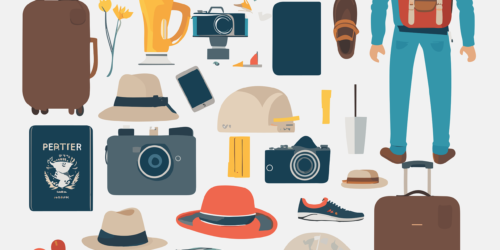 illustrations d'accessoires pour un touriste