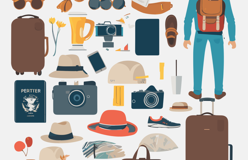 illustrations d'accessoires pour un touriste